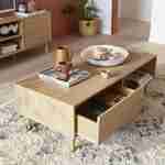 Couchtisch in Holzdekor und (Farbe) - Mika - 2 Schubladen, 2 Ablageflächen, L 120 x B 55 x H 40cm Photo2