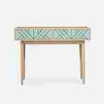 Wood-effect console table, 100x35x75cm, Mika, Water Green Photo3