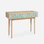 Wood-effect console table, 100x35x75cm, Mika, Water Green Photo2