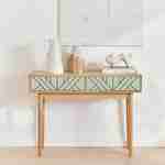 Wood-effect console table, 100x35x75cm, Mika, Water Green Photo1