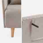 Stoffen slaapbank, 2-zits Scandinavisch, houten poten, chaise longue, verstelbare rugleuning, beige Photo9