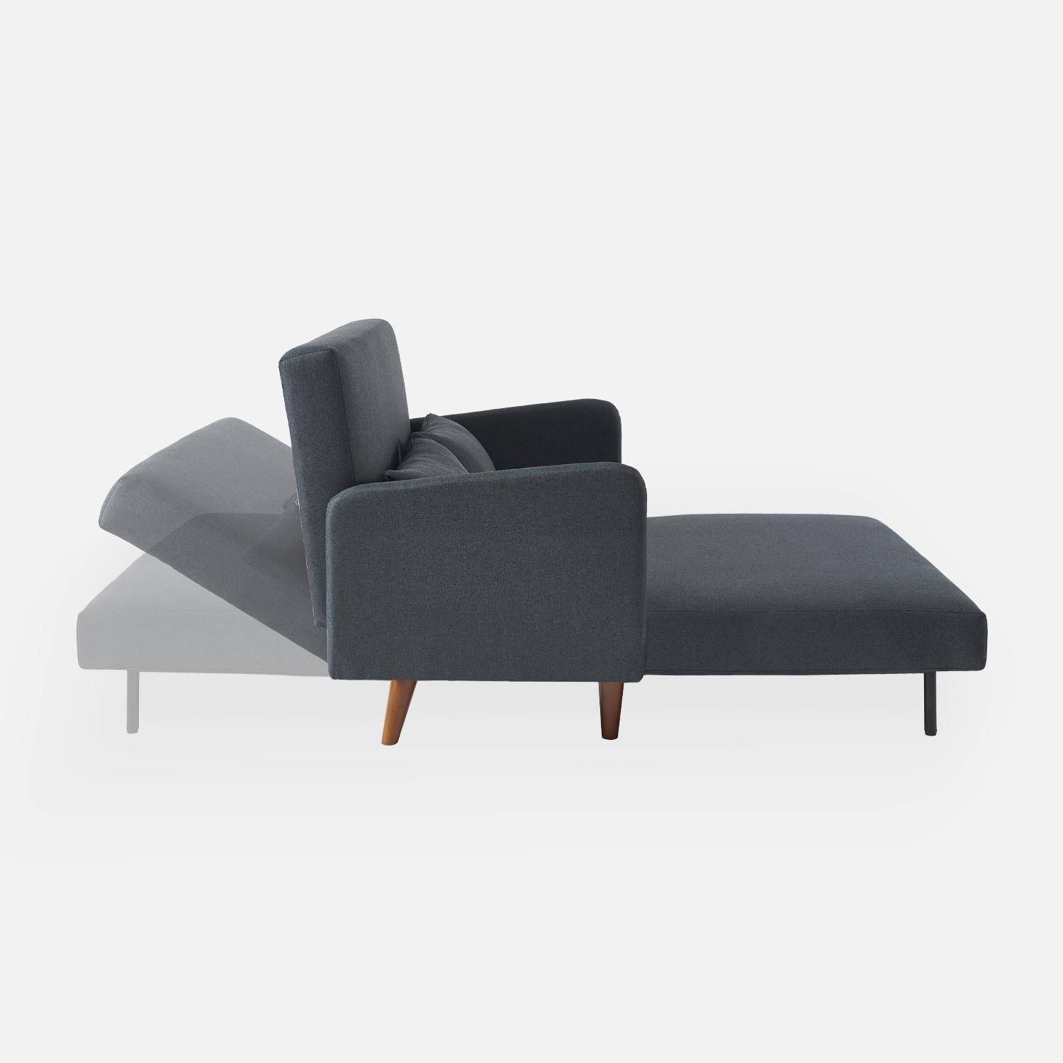 2-Sitzer-Sofa - Panam - Schlaffunktion - Füße dunkles Holz, dunkelgrau, Bank, verstellbare Rückenlehne Photo5