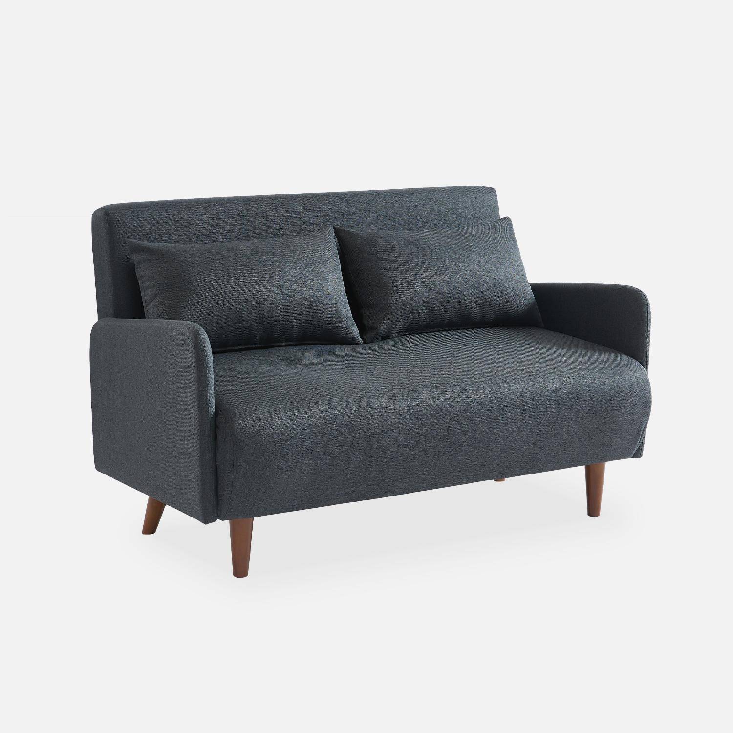 2-Sitzer-Sofa - Panam - Schlaffunktion - Füße dunkles Holz, dunkelgrau, Bank, verstellbare Rückenlehne Photo3