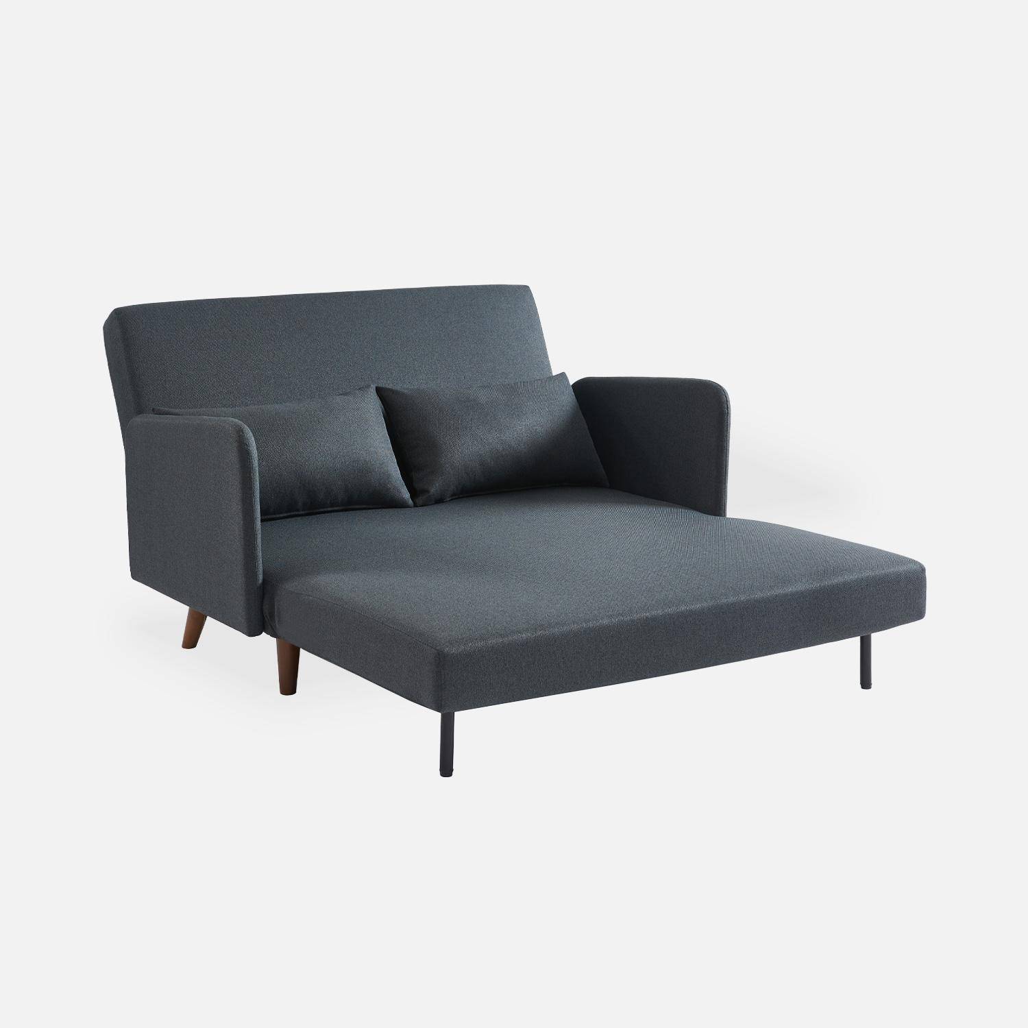 2-Sitzer-Sofa - Panam - Schlaffunktion - Füße dunkles Holz, dunkelgrau, Bank, verstellbare Rückenlehne Photo6