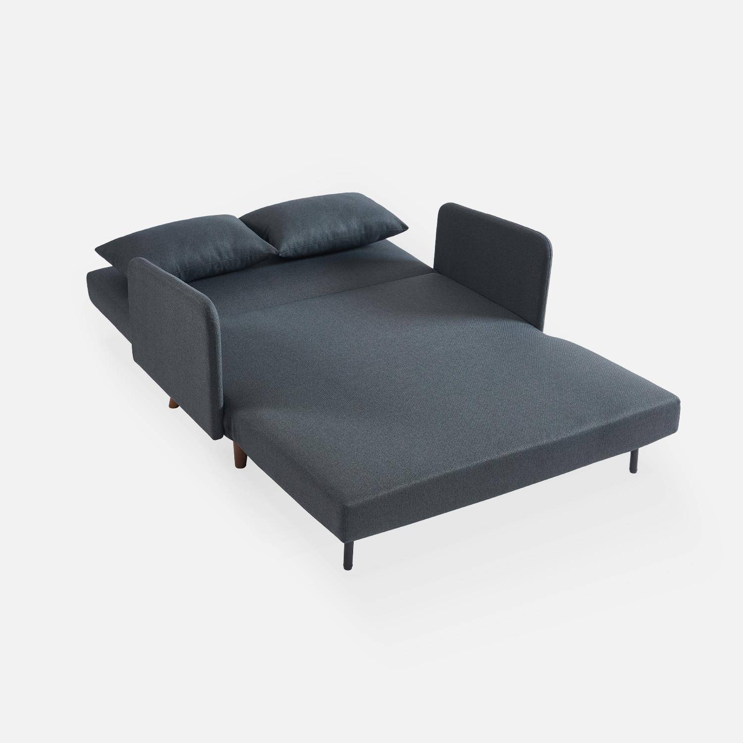 2-Sitzer-Sofa - Panam - Schlaffunktion - Füße dunkles Holz, dunkelgrau, Bank, verstellbare Rückenlehne Photo7