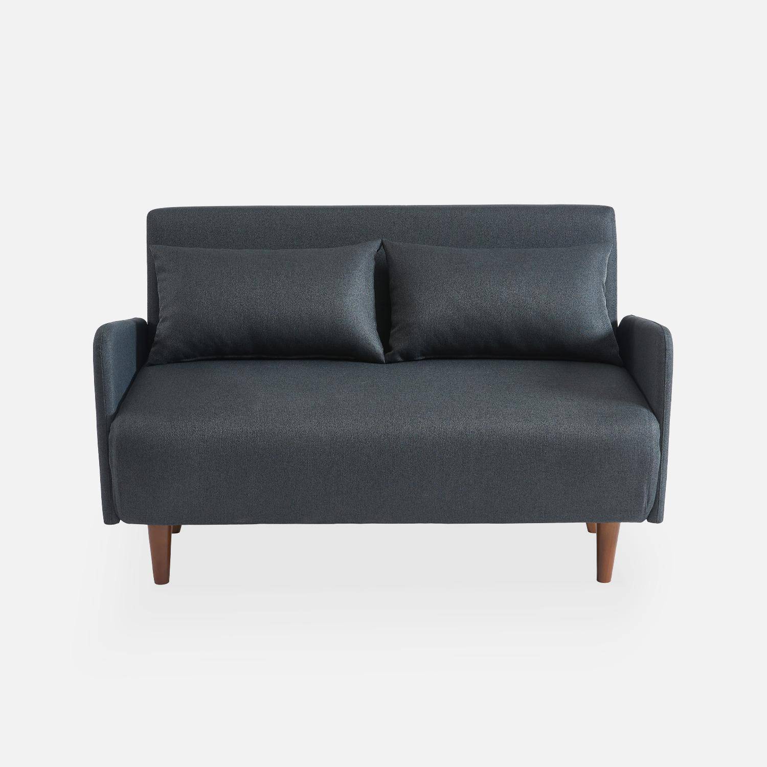 2-Sitzer-Sofa - Panam - Schlaffunktion - Füße dunkles Holz, dunkelgrau, Bank, verstellbare Rückenlehne Photo4