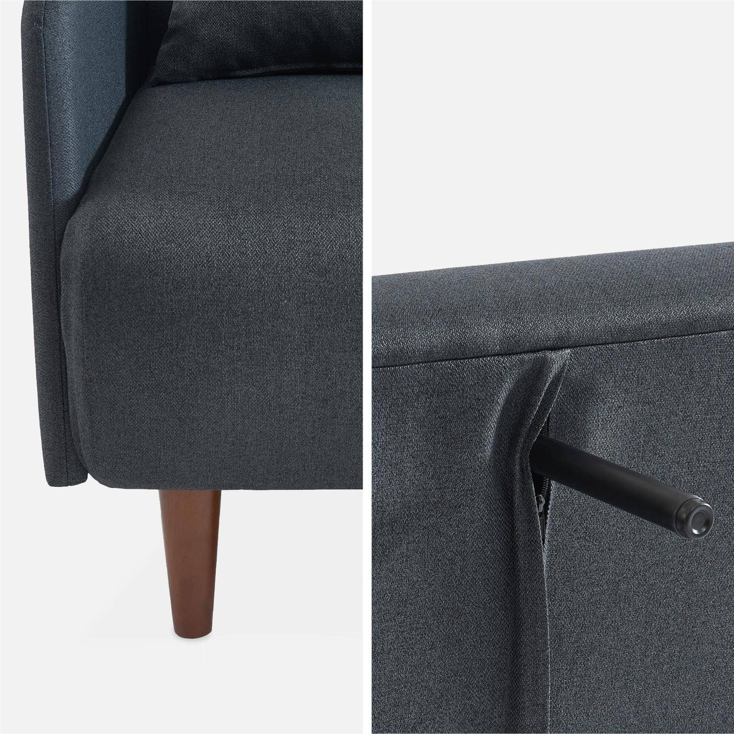 2-Sitzer-Sofa - Panam - Schlaffunktion - Füße dunkles Holz, dunkelgrau, Bank, verstellbare Rückenlehne,sweeek,Photo9