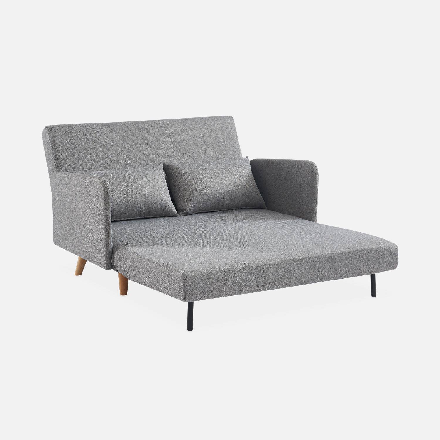 2-Sitzer-Sofa - Panam - Schlaffunktion - Füße helles Holz, helllgrau, Bank, verstellbare Rückenlehne,sweeek,Photo6