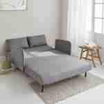 Sofá-cama de tela - Panam - escandinavo de 2 plazas, patas de madera clara, beige, asiento corrido, respaldo reclinable Photo2