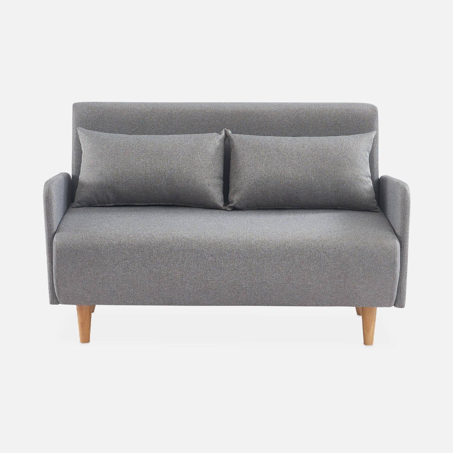 2-Sitzer-Sofa - Panam - Schlaffunktion - Füße helles Holz, helllgrau, Bank, verstellbare Rückenlehne,sweeek,Photo4