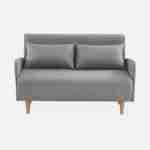 Divano-letto in tessuto - Panam - Scandinavo a 2 posti, gambe in legno chiaro grigio chiaro, seduta a panca, schienale reclinabile Photo4