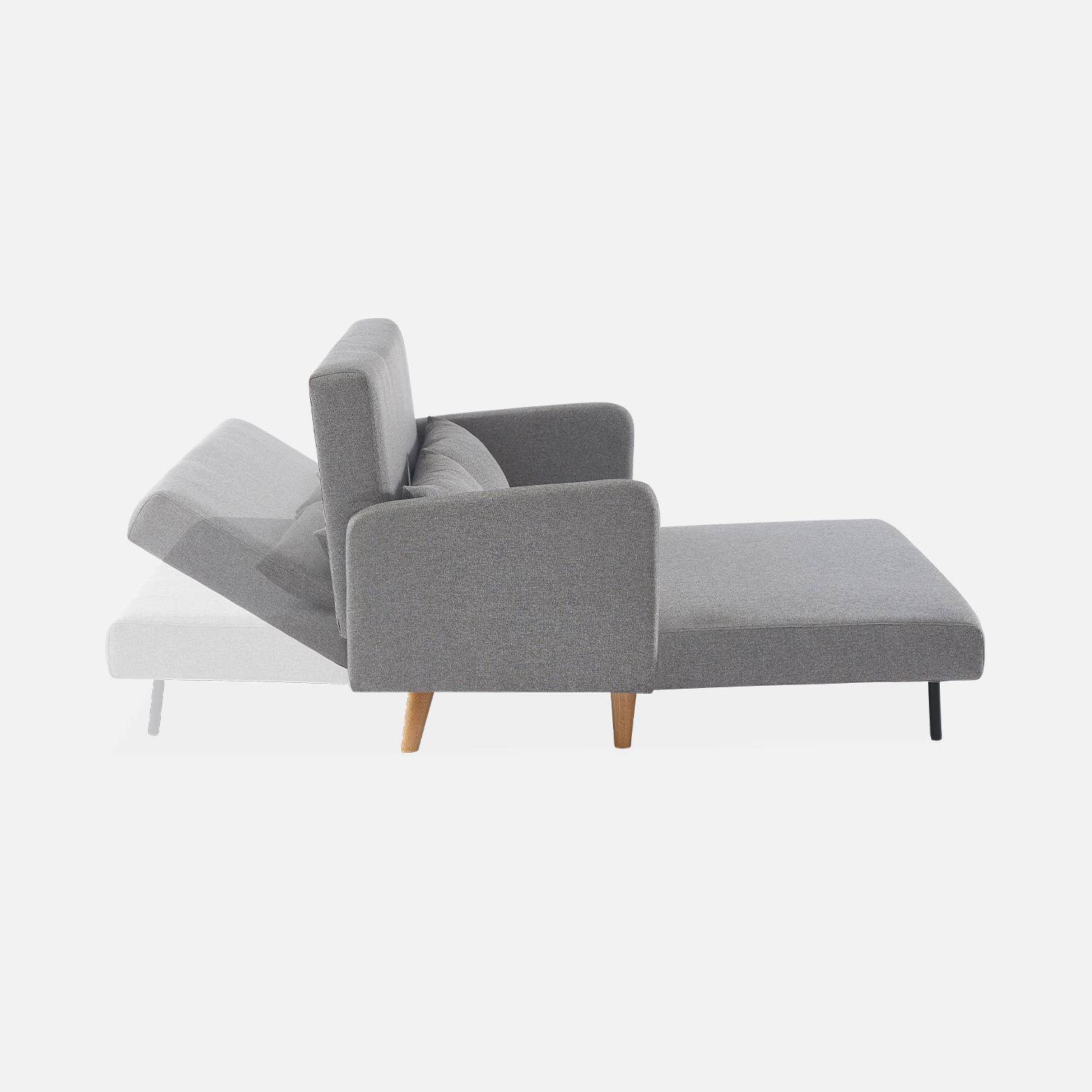 Sofá-cama de tela - Panam - escandinavo de 2 plazas, patas de madera clara, gris claro, asiento corrido, respaldo reclinable,sweeek,Photo5