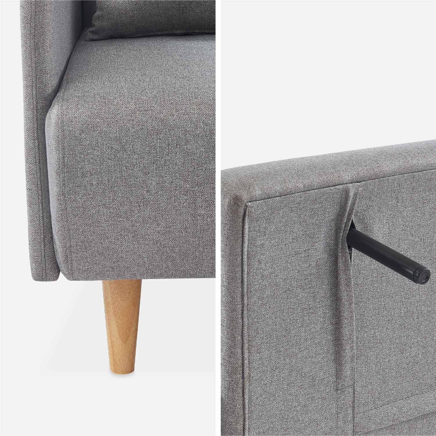 Canapé convertible en tissu - Panam - 2 places scandinave, pieds bois, gris clair, banquette, dossier inclinable,sweeek,Photo5