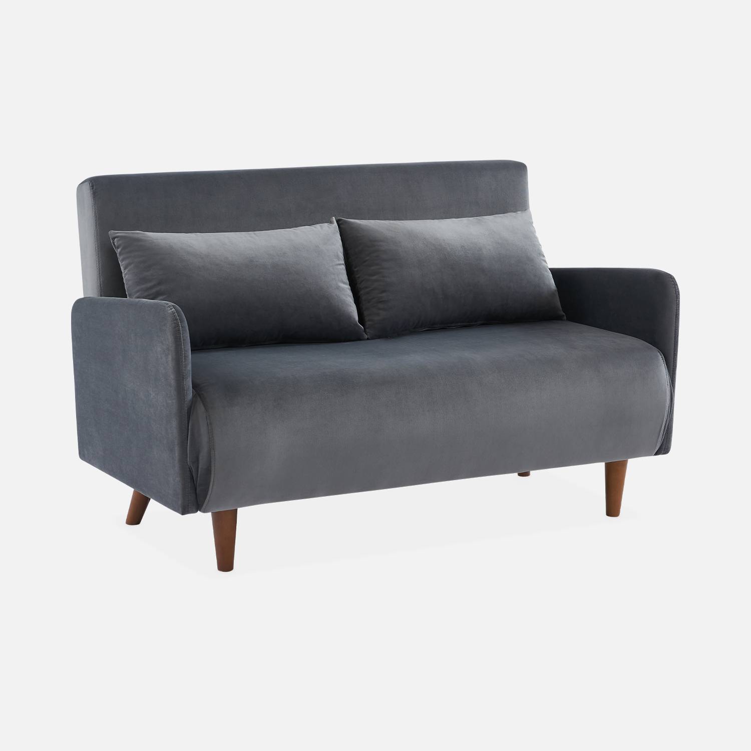 Sofa aus Samt - Schlaffunktion - dunkelgrau  | sweeek