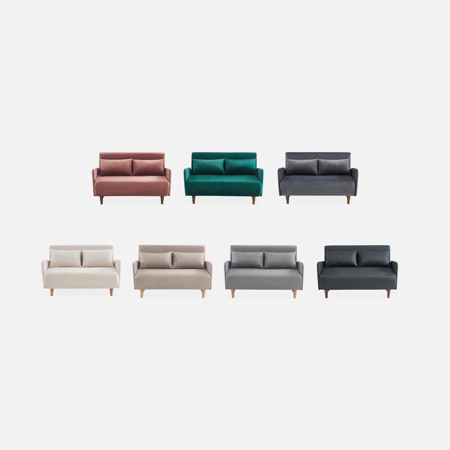 2-Sitzer-Sofa mit dunkelgrauem Samtbezug - Schlaffunktion - skandinavisch, Holzfüße, verstellbare Rückenlehne - Panam,sweeek,Photo10