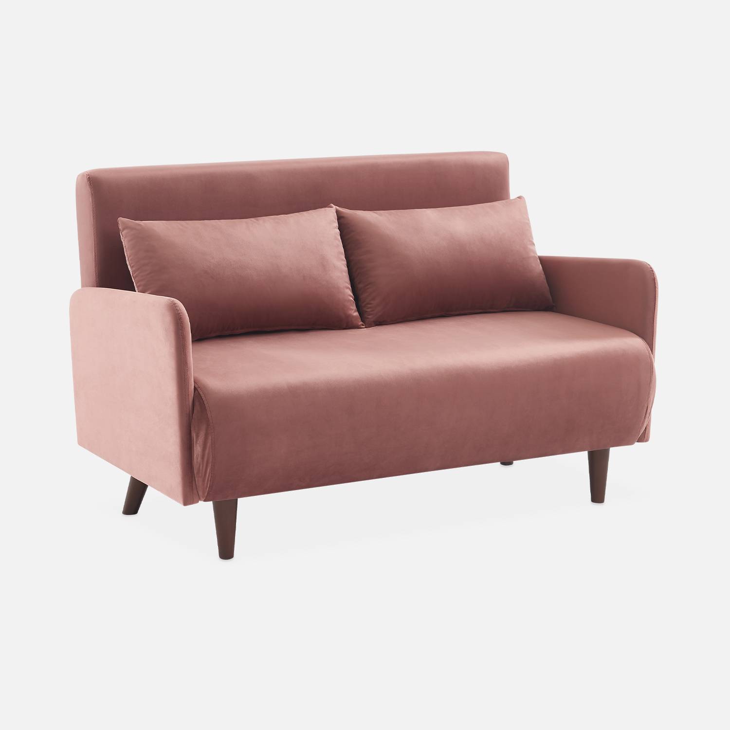 Sofa mit altrosa Samtbezug - Schlaffunktion | sweeek