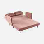 Sofá-cama de terciopelo - Panam - Escandinavo 2 plazas, patas de madera oscura, rosa antiguo, asiento corrido, respaldo reclinable Photo7