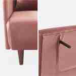 Sofá-cama de terciopelo - Panam - Escandinavo 2 plazas, patas de madera oscura, rosa antiguo, asiento corrido, respaldo reclinable Photo9