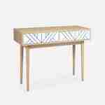 Console en décor bois et blanc- Mika - 2 tiroirs, pieds scandinaves, L 100 x l 35 x H 75cm Photo3