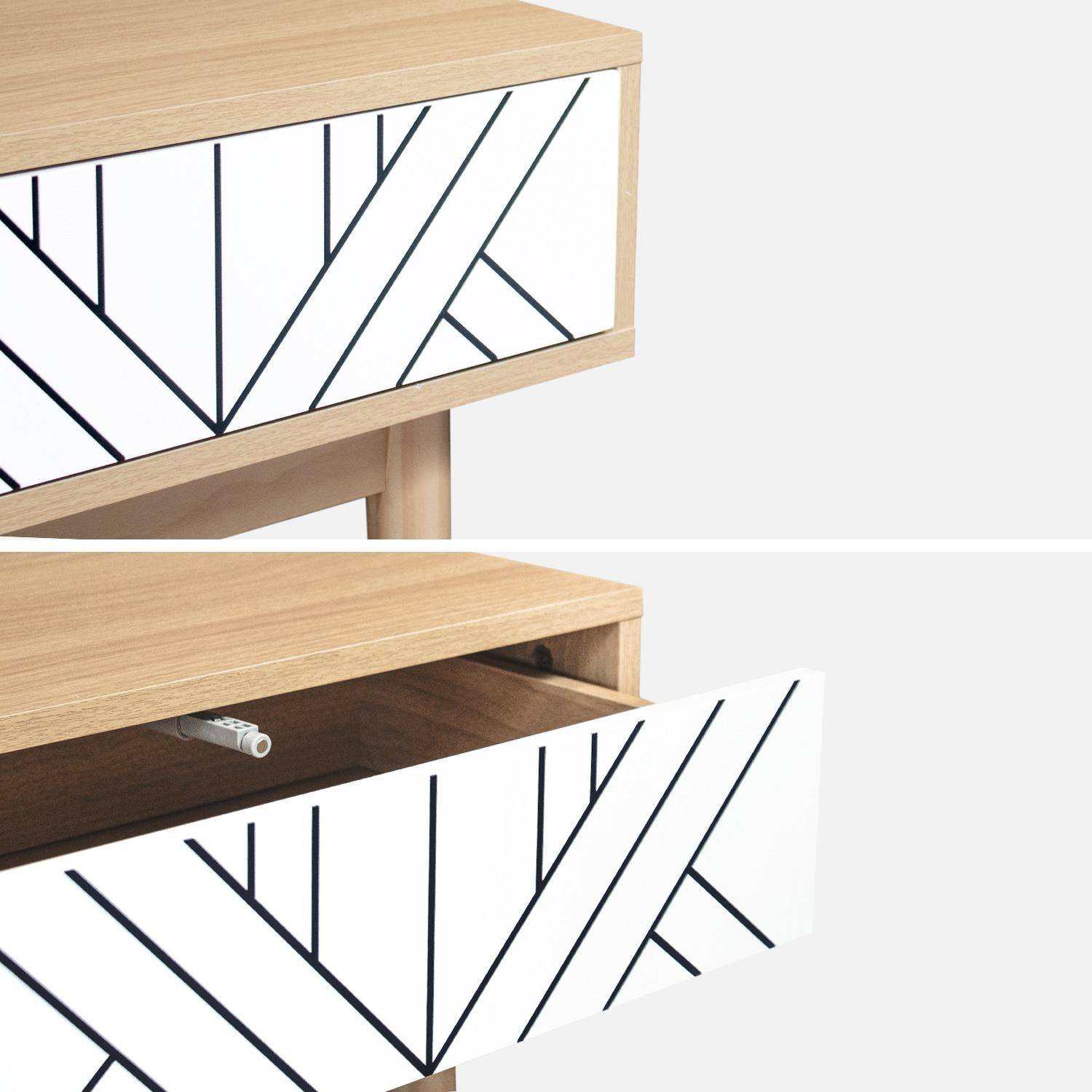 Console en décor bois et blanc- Mika - 2 tiroirs, pieds scandinaves, L 100 x l 35 x H 75cm,sweeek,Photo6