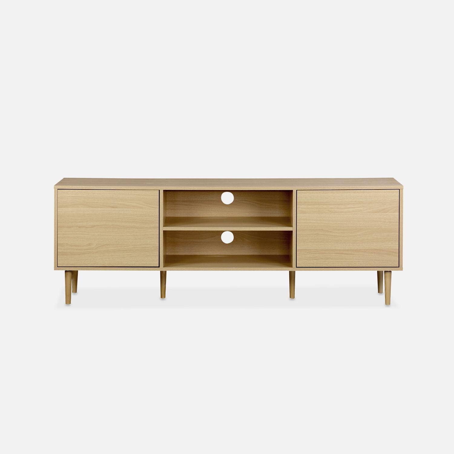 TV-meubel Mika, 3 planken, 2 deuren, houtlook, 160x40x56cm Photo2