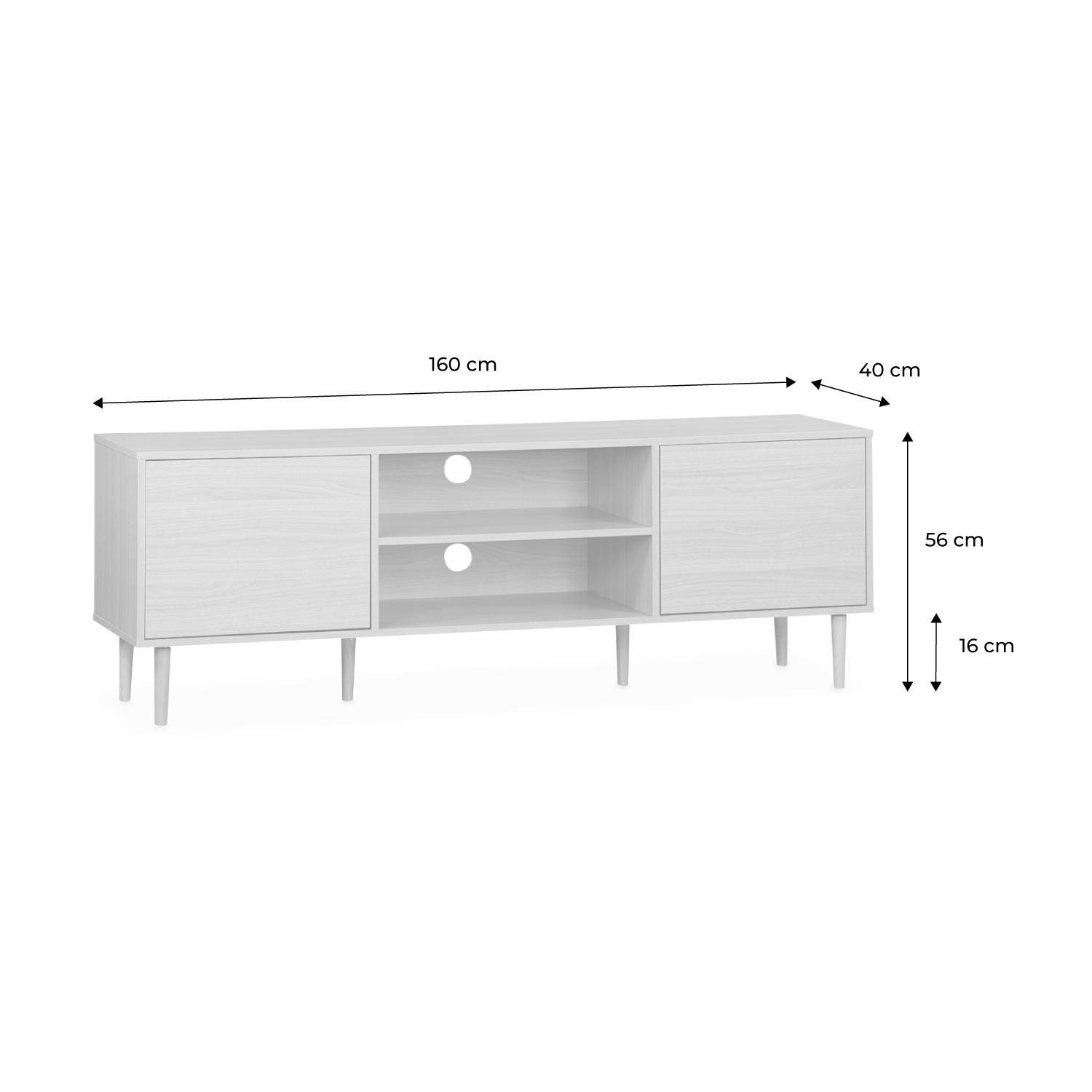TV-meubel Mika, 3 planken, 2 deuren, houtlook, 160x40x56cm Photo12