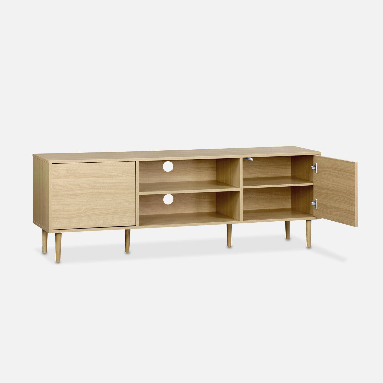 TV-meubel Mika, 3 planken, 2 deuren, houtlook, 160x40x56cm Photo4