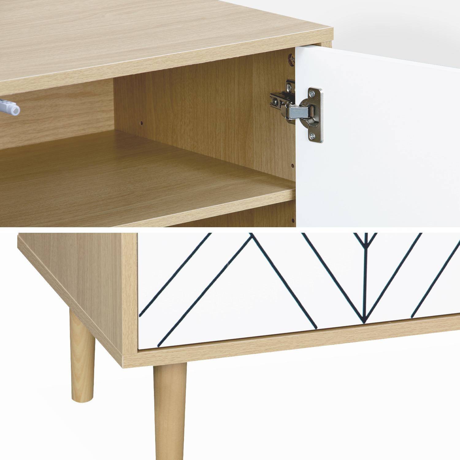 TV-meubel Mika, 3 planken, 2 deuren, houtlook & witte deurtjes, 160x40x56cm,sweeek,Photo6