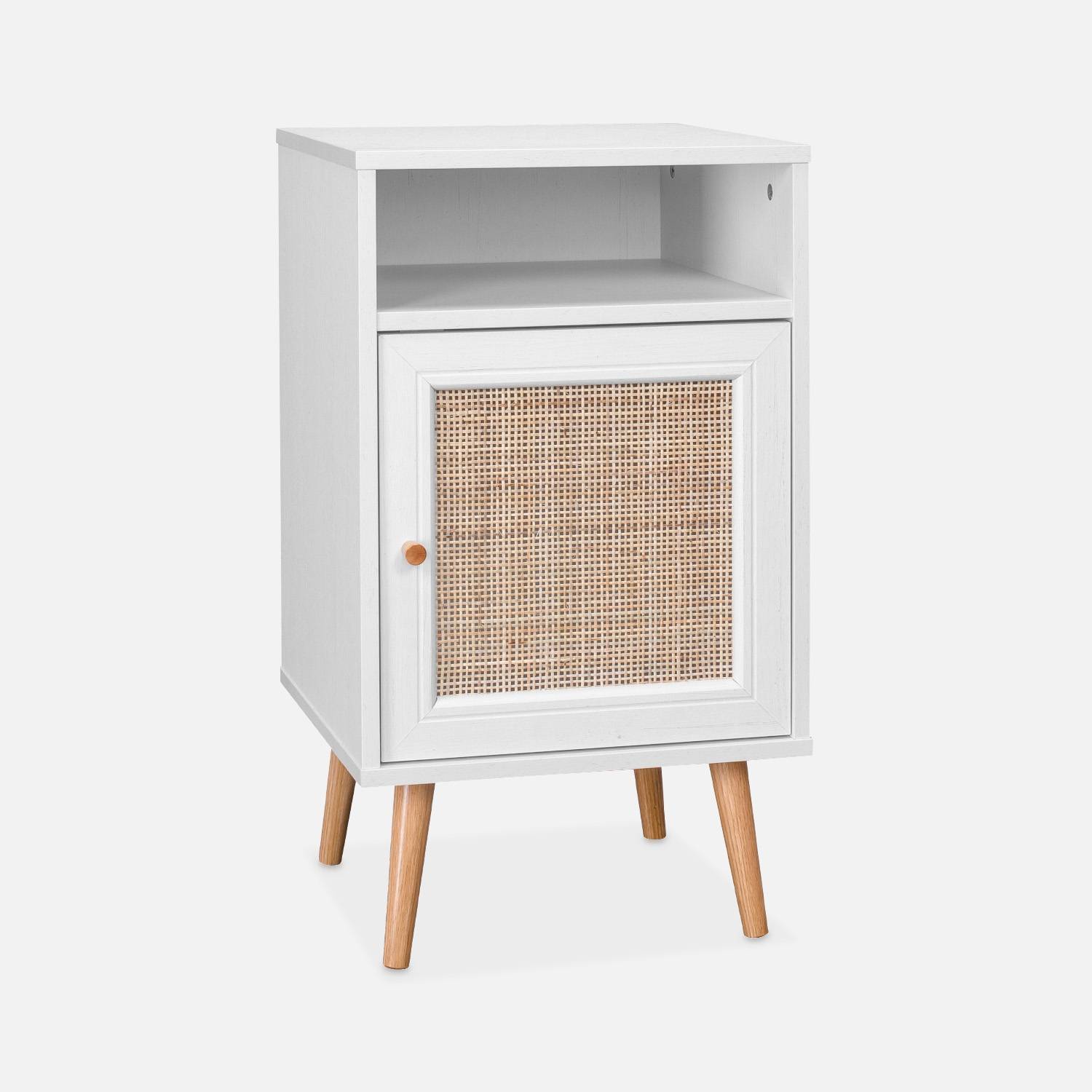 Mesa de cabeceira de vime escandinava, Blanc cassé