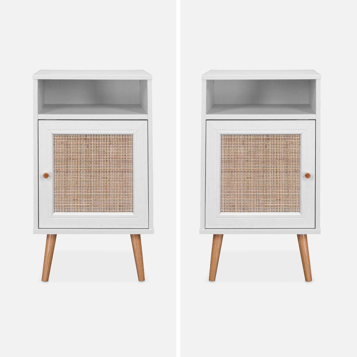 Nachtkastje met rotan Bohème - 40x39x70cm - 1 plank - 1 deurtje - 1 opbergvak - scandinavische poten Photo4