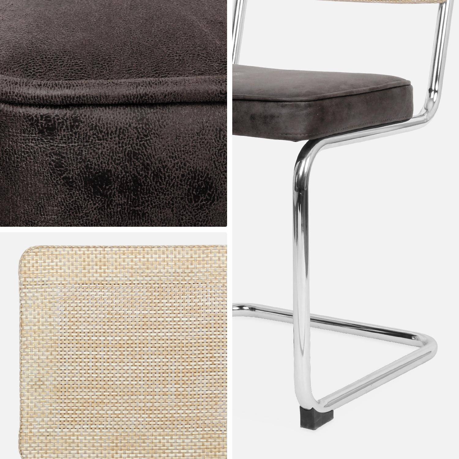 2 cadeiras cantilever - Maja - tecido preto e resina com efeito de vime, 46 x 54,5 x 84,5 cm Photo8