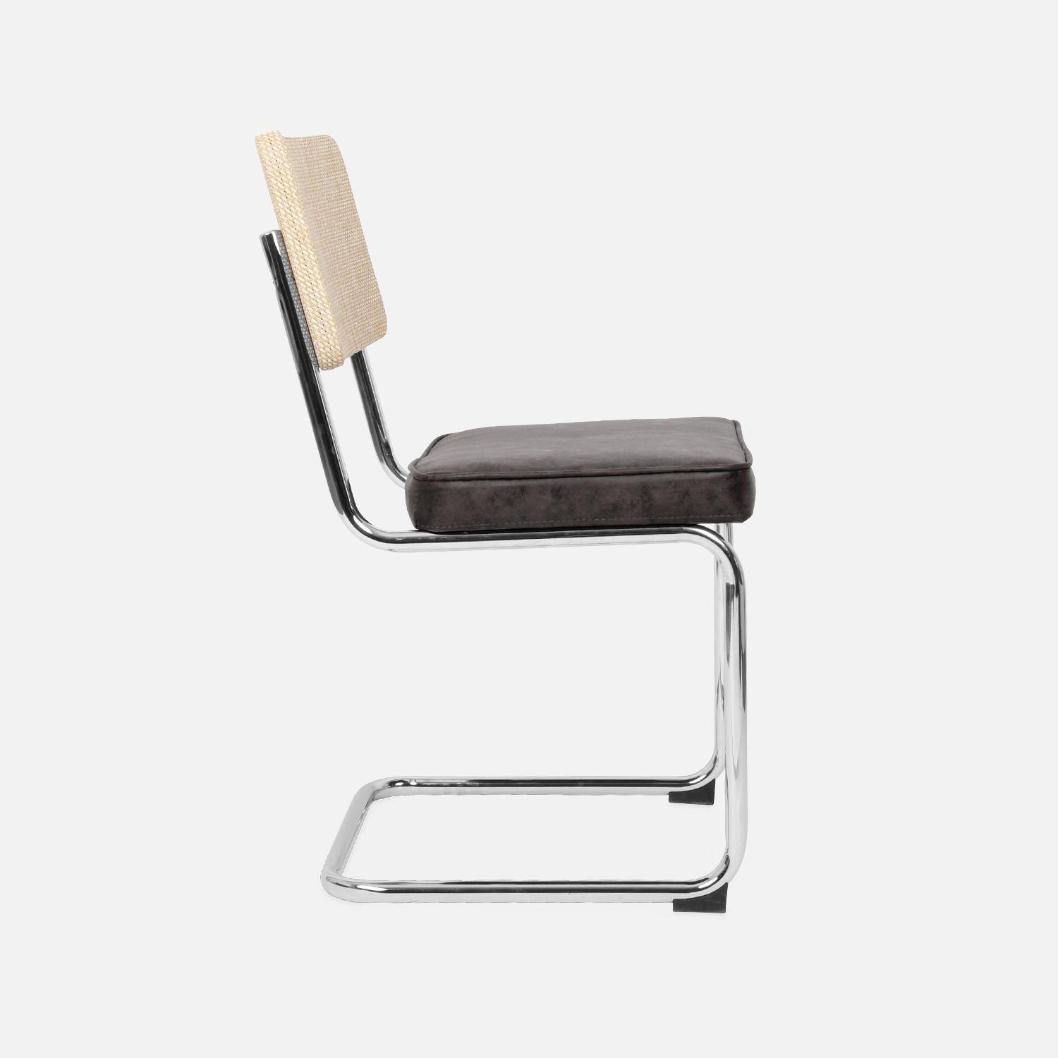 2 cadeiras cantilever - Maja - tecido preto e resina com efeito de vime, 46 x 54,5 x 84,5 cm Photo6