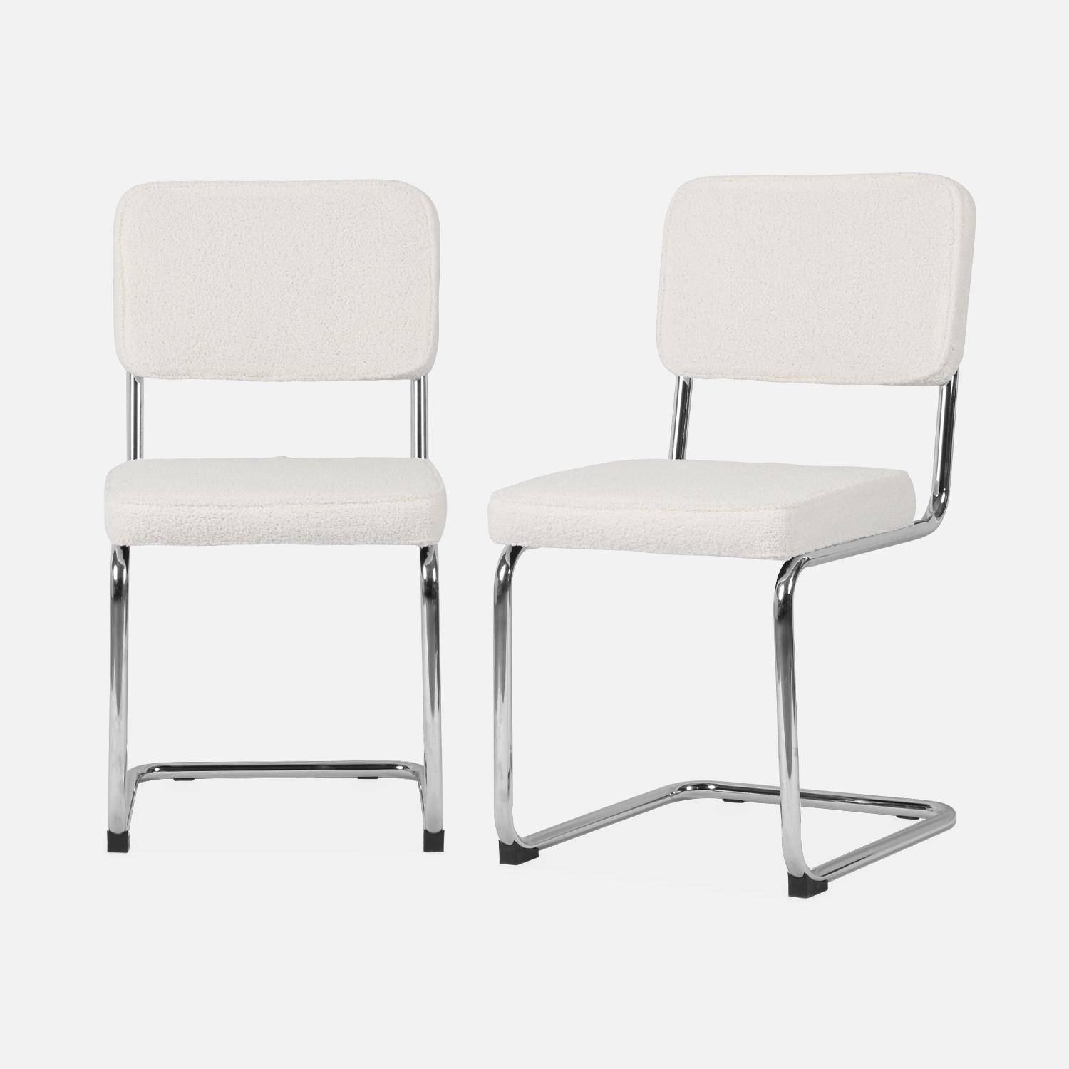 2 chaises cantilever - Maja - à bouclettes couleur crème , 46 x 54,5 x 84,5cm   Photo3
