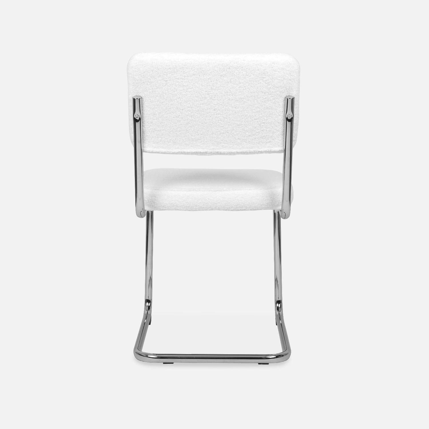 Pair of boucle cantilever dining chairs, 46x54.5x84.5cm - Maja - White Photo6