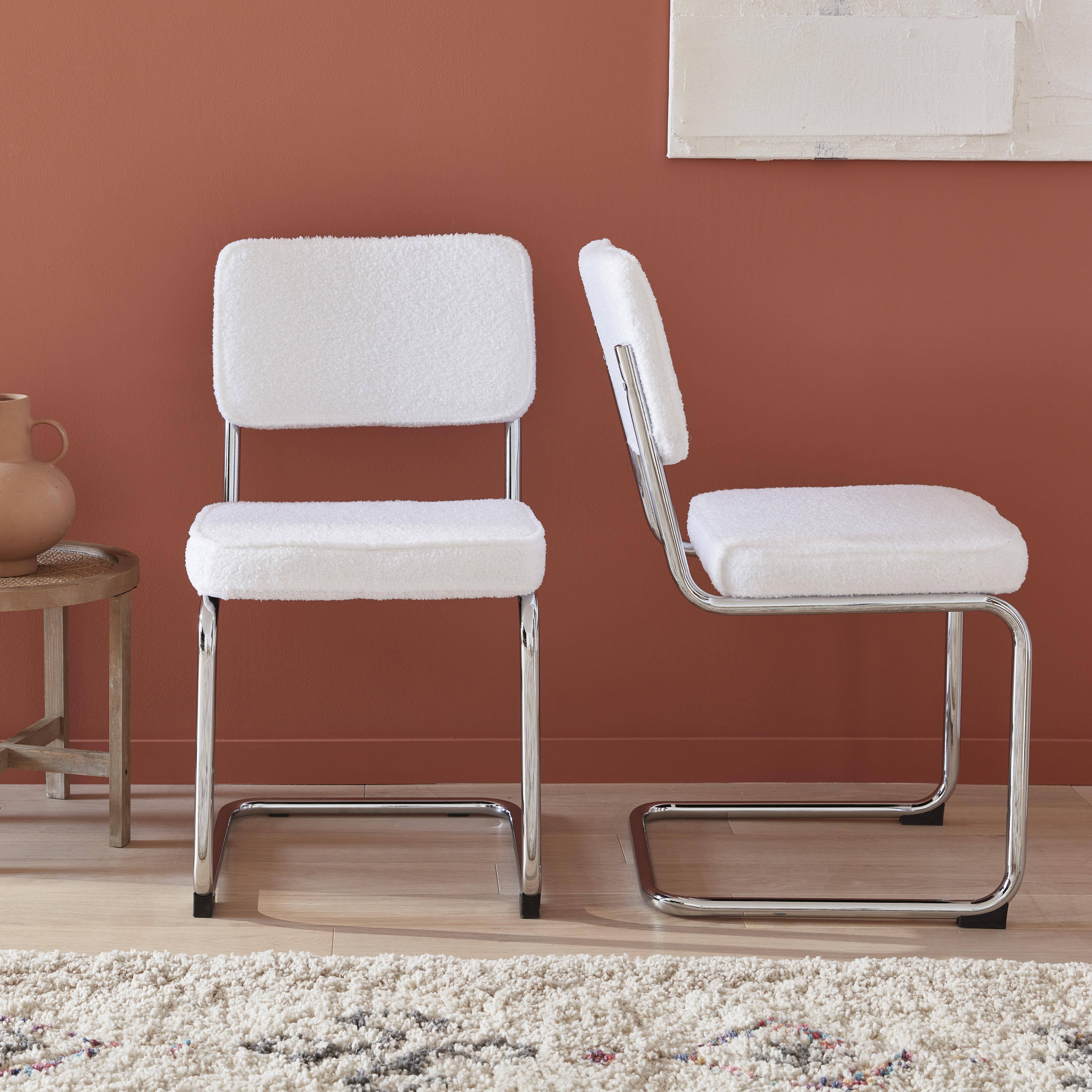 2 sillas voladizas - Maja - con rizos blancos, 46 x 54,5 x 84,5cm  ,sweeek,Photo2