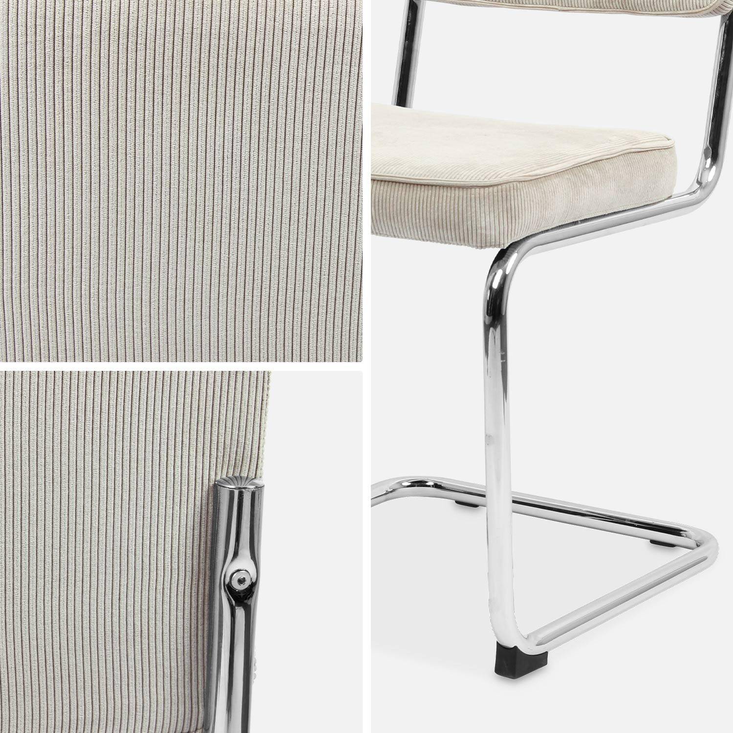 Silla cantilever de pana, set de 2 Gris beige - 46x54.5x84.5 cm,sweeek,Photo9