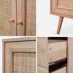 Wood and cane rattan detail sideboard, 2 doors & 3 drawers, Dark wood , L150xW39xH79cm  Photo6