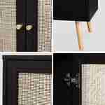 Wood and cane rattan detail sideboard, 2 doors & 3 drawers, Black , L150xW39xH79cm  Photo6