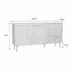 Wood and cane rattan detail sideboard, 2 doors & 3 drawers, Black , L150xW39xH79cm  Photo7