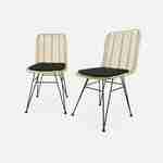 Deux chaises en rotin naturel et métal, coussins noirs - Cahya Photo3