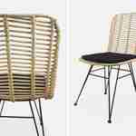 Deux chaises en rotin naturel et métal, coussins noirs - Cahya Photo8