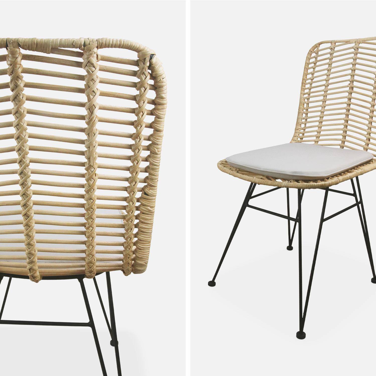 Dos sillas de ratán natural y metal, cojines beige - Cahya Photo7