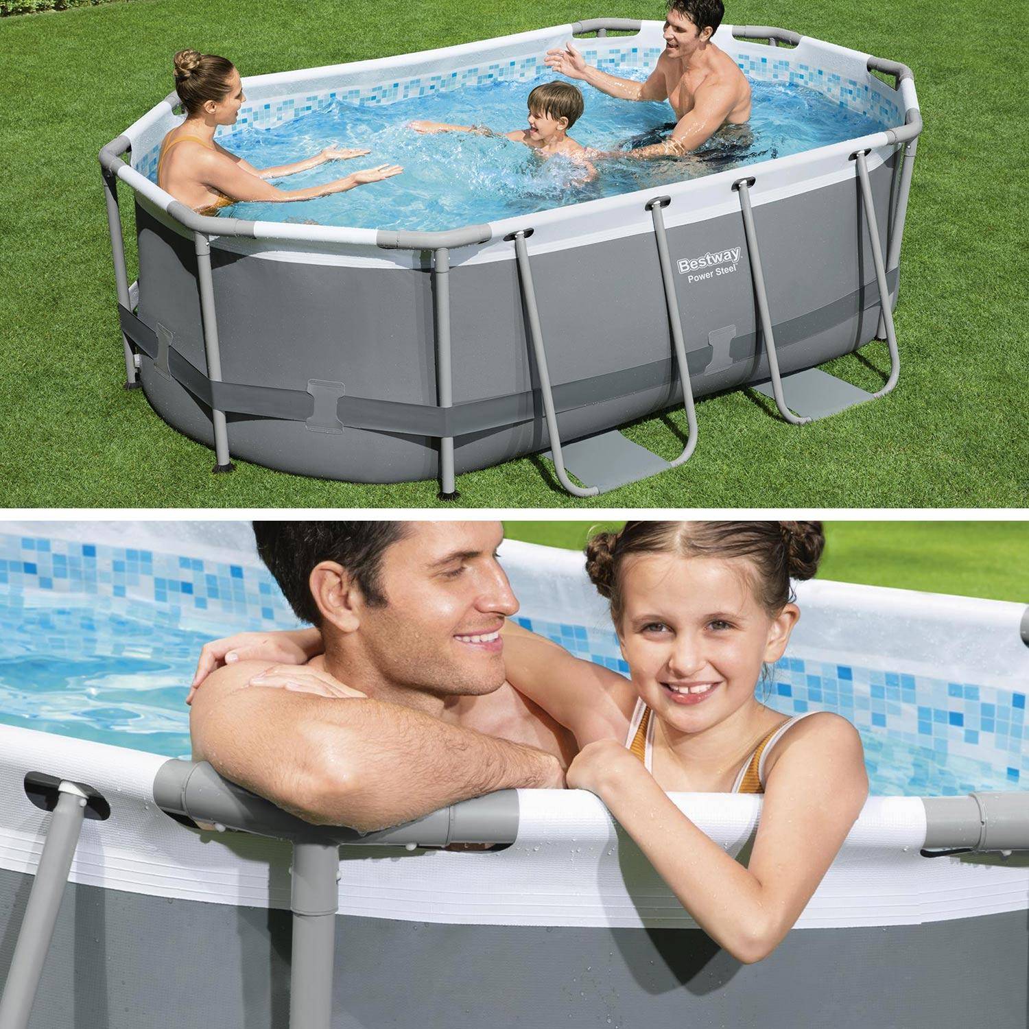 Compleet BESTWAY zwembad - Ovaal frame zwembad 3x2 m, inclusief zwart afdekzeil, filterpomp en reparatieset ,sweeek,Photo4