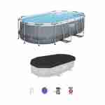 Compleet BESTWAY zwembad - Ovaal frame zwembad 4x2,5 m, inclusief zwart afdekzeil, filterpomp en reparatieset  Photo5