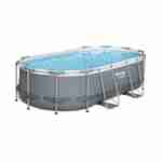 Compleet BESTWAY zwembad - Ovaal frame zwembad 4x2,5 m, inclusief zwart afdekzeil, filterpomp en reparatieset  Photo1