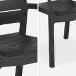 Table de jardin rectangulaire 3 en 1 en résine de synthèse - Julie - Rectangulaire  + 8 fauteuils de jardin empilables Tisara Photo7