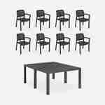 Table de jardin rectangulaire 3 en 1 en résine de synthèse - Julie - Rectangulaire  + 8 fauteuils de jardin empilables Tisara Photo4