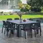 Table de jardin rectangulaire 3 en 1 en résine de synthèse - Julie - Rectangulaire  + 8 fauteuils de jardin empilables Tisara Photo2