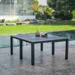 Table de jardin rectangulaire 3 en 1 en résine de synthèse - Julie - Rectangulaire  + 8 fauteuils de jardin empilables Tisara Photo3
