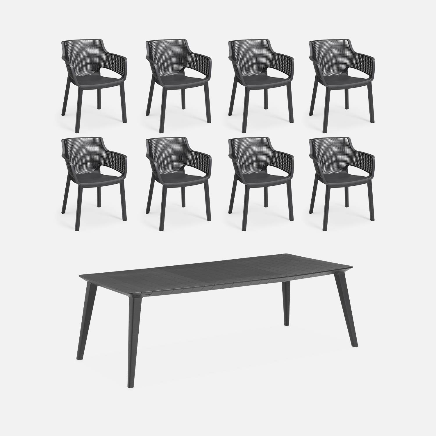 Tuinset Lima160/Elisa - 157/235x98x74cm - 8 stoelen - Kunsthars - Grafietkleur | sweeek